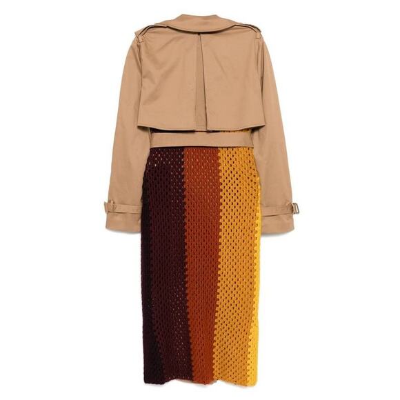 Monse Crochet Combo Trench Coat in Dark Khaki M - Picture 6 of 6